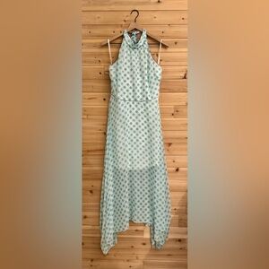 NWT White House Black Market 14/Large Gingham Halter Maxi Dress Pastel Easter